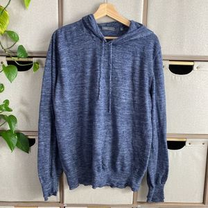 Vince hooded sweater - Blue double linen - XL - Slim fit